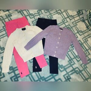 Lot of 4 Gorgeous Polo Ralph Lauren Girls Cardigans and pants, Size 5
